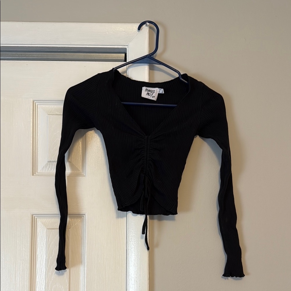 Princess Polly Black Ruched Top